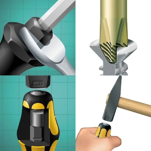 Wera 018268 932 Kraftform Hammer Thru Chiseldriver Slotted Screwdriver 9.0x150mm - Image 3