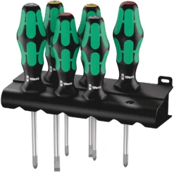 Wera 105622 Kraftform Plus 6 Piece Lasertip Screwdriver Set Pozi Slotted Philips