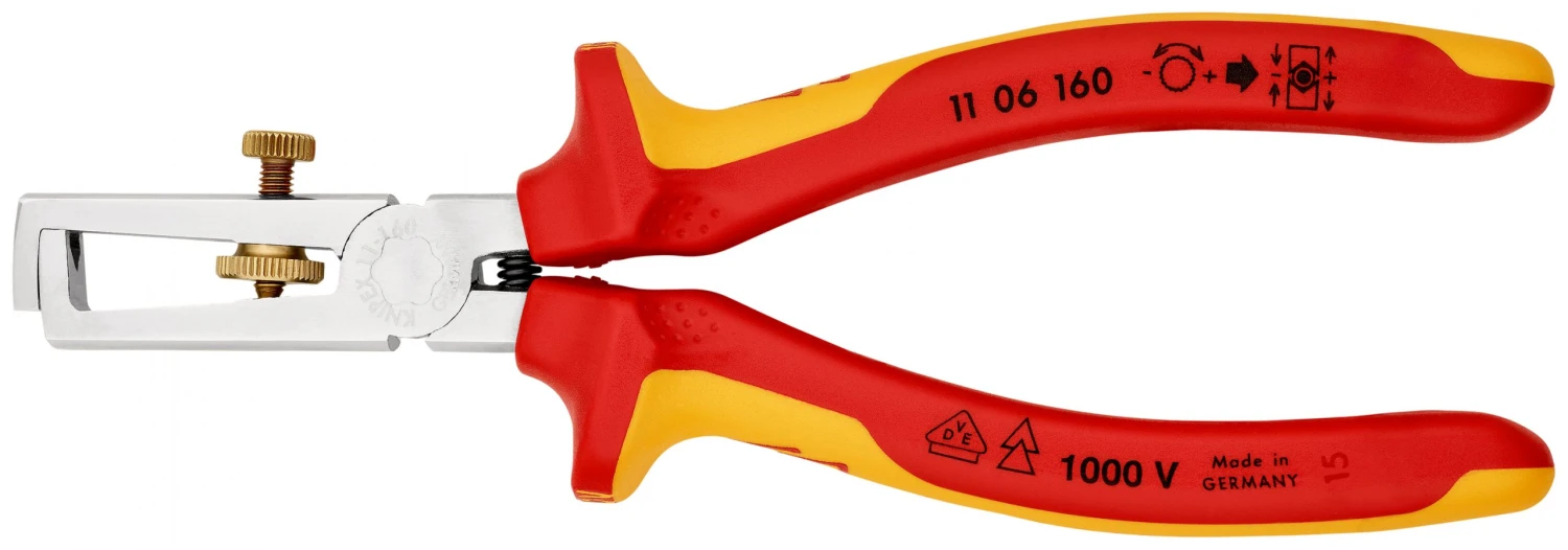 Knipex 11 06 160 VDE End Wire Insulation Stripping Pliers Multi-Component Grip 160mm