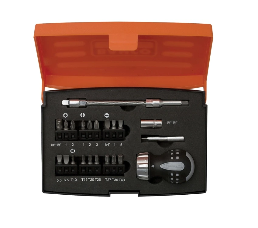 Bahco 808050S-22 22 Piece Stubby Ratchet Screwdriver & Bit Set
