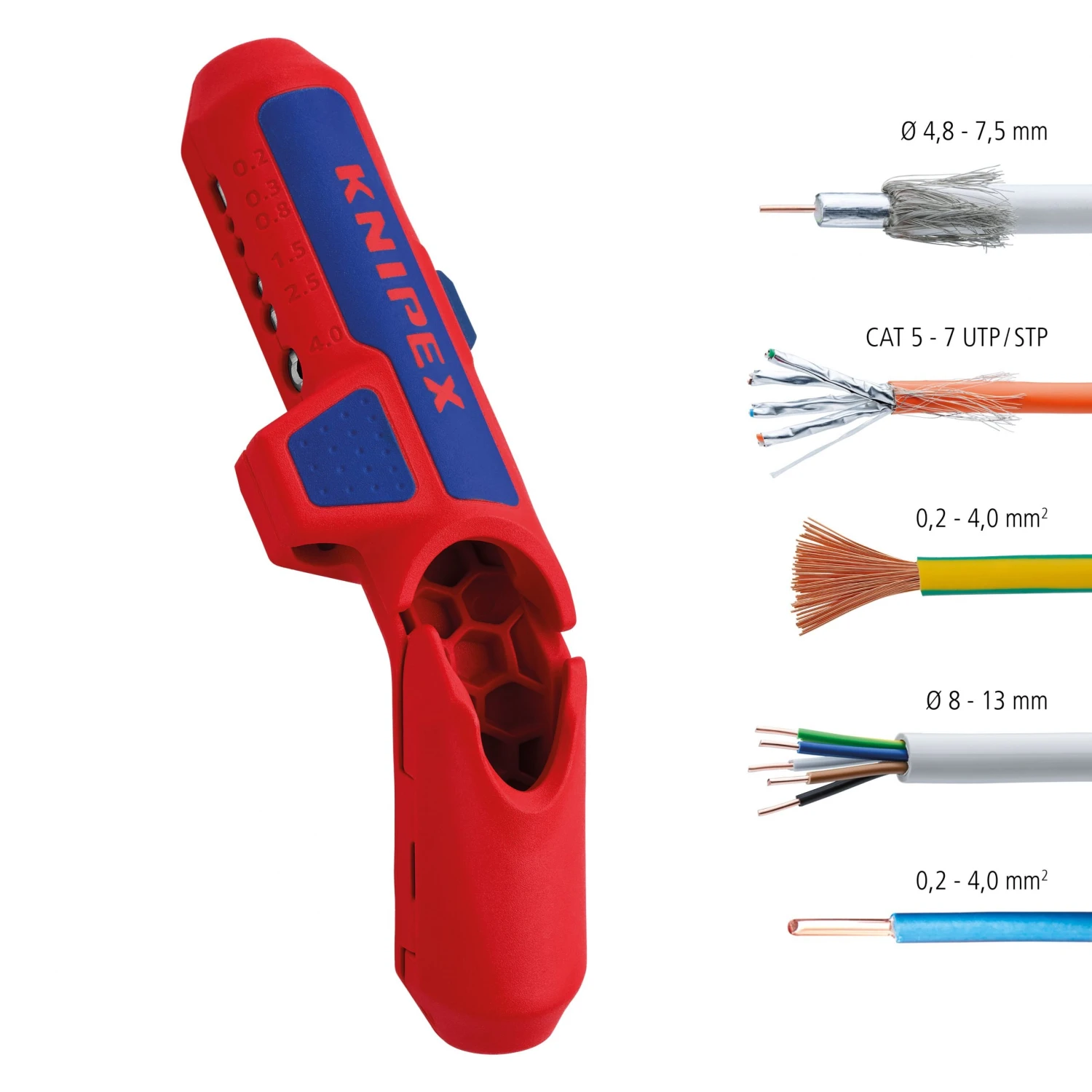 Knipex 16 95 01 SB ErgoStripĀ® Universal Wire Stripping Tool - Right Handed - Image 5
