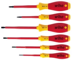 Wiha 25477 6 Piece SoftFinish® VDE Slot &amp; Pozi Screwdriver Set
