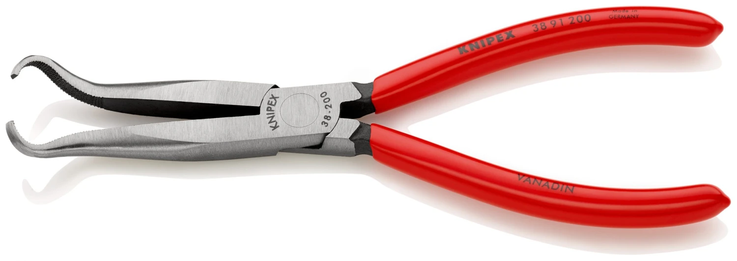 Knipex 38 91 200 Mechanics Half Round Long Nose Pliers 200mm (For Spark Plugs & Round Components) - Image 2
