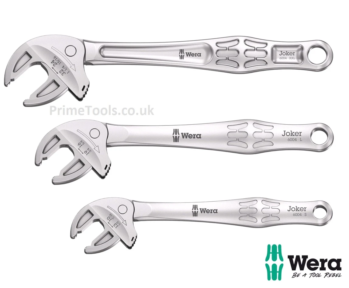 Wera JOKER 6004 3 Piece Self-Setting Adjustable Spanner Set S, L & XXL (10-32mm)