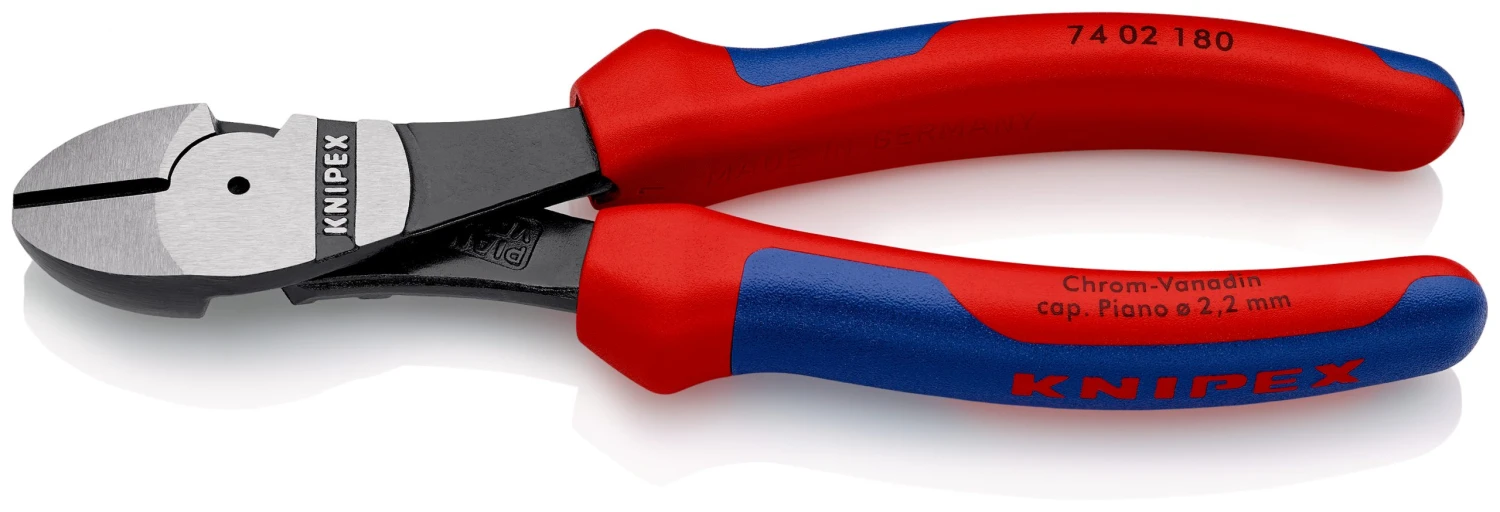 Knipex 74 02 180 High Leverage Diagonal Side Cutter Pliers (Snips) Multi-Component Grips 180mm