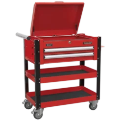 Sealey AP760M Heavy-Duty Mobile Tool &amp; Parts Trolley 2 Drawers &amp; Lockable Top - Red