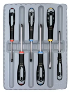 Bahco BE-9886 ERGO 6 Piece Screwdriver Set Slotted, Phillips &amp; Pozi