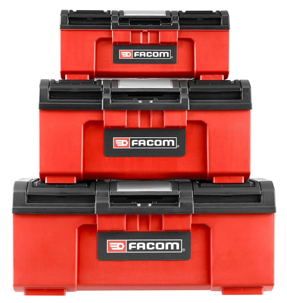 Facom BP.CSTK3N Set Of 3 Plastic Tool And Parts Storage Boxes; 16", 19" & 24"