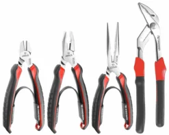 Facom CPE.A1 4 Piece Professional Plier Set, Combination, Long Nose, Snips &amp; Multi-grip Pliers