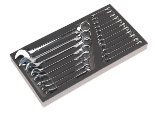 Siegen By Sealey S01123 Tool Tray With Combination Spanner Set 19pc - Metric