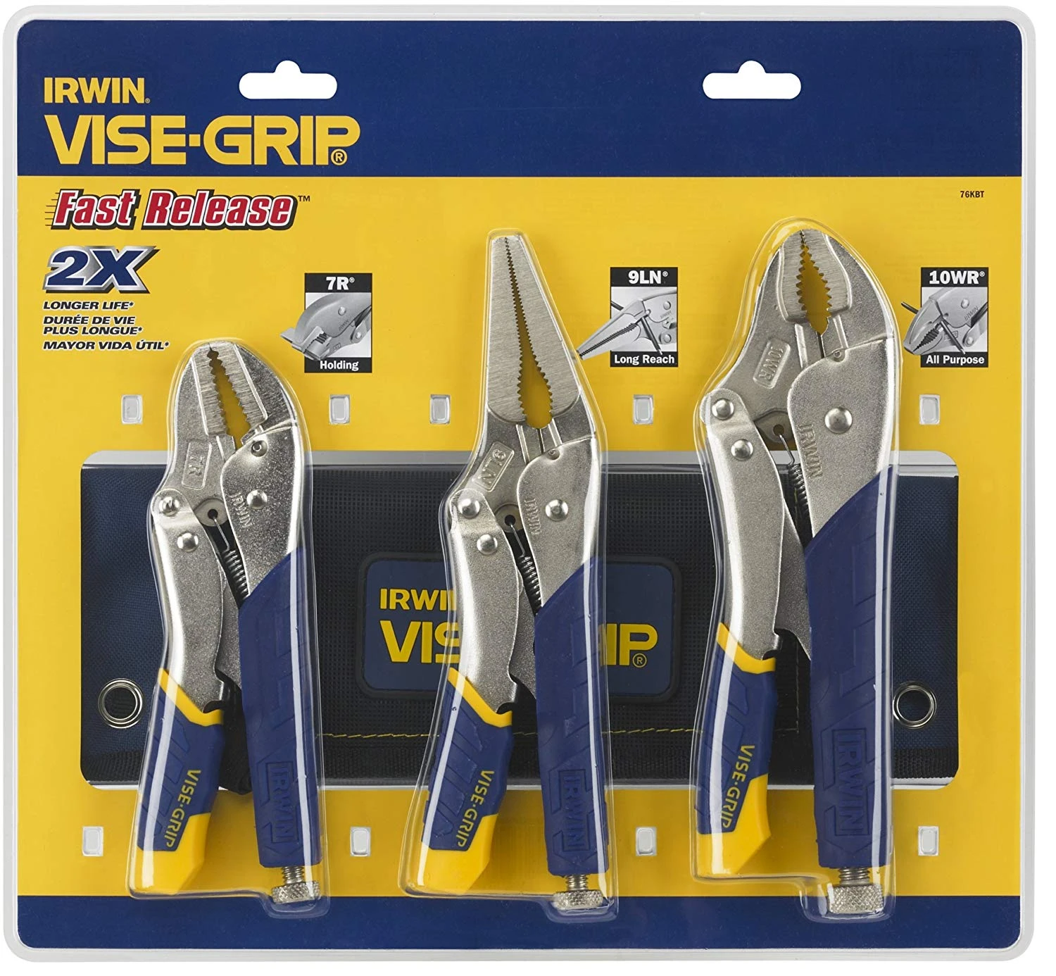 Irwin Vise-Grip T76KBT 3 Piece Quick Release Straight Jaw, Curved And Long Nose Locking Jaw Pliers - Image 2