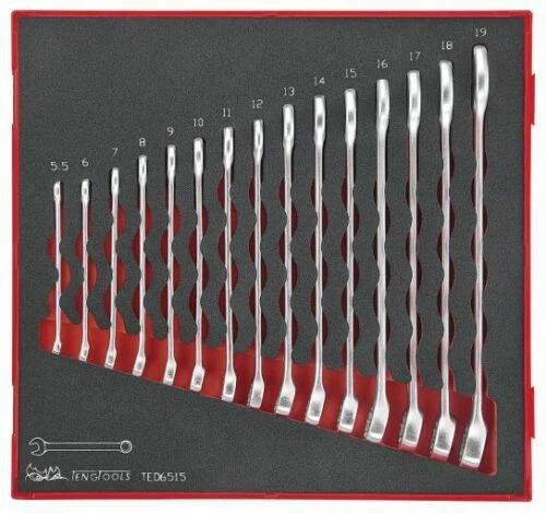 Teng TED6515 15 Piece Metric Combination Spanner Set In Eva Foam Sizes: 5.5 - 19mm