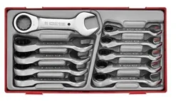 Teng TT6010MRS 10 Piece Metric Stubby Ratcheting Combination Spanner Set In Tool Box Module Tray