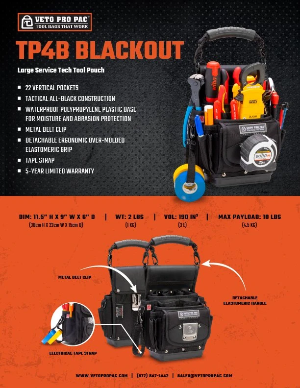 Veto Pro Pac TP4B-BLACKOUT Tool Pouch - Image 5